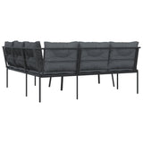 vidaXL Lounge Set with Cushions Steel and Textilene Black