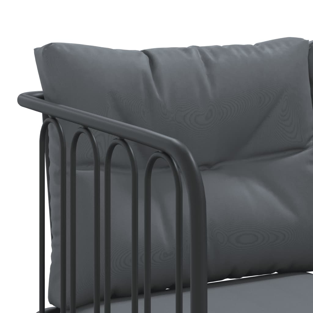 vidaXL Lounge Set with Cushions Steel and Textilene Black