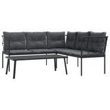 vidaXL Loungeset met kussens staal en textileen zwart