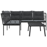 vidaXL Loungeset met kussens staal en textileen zwart