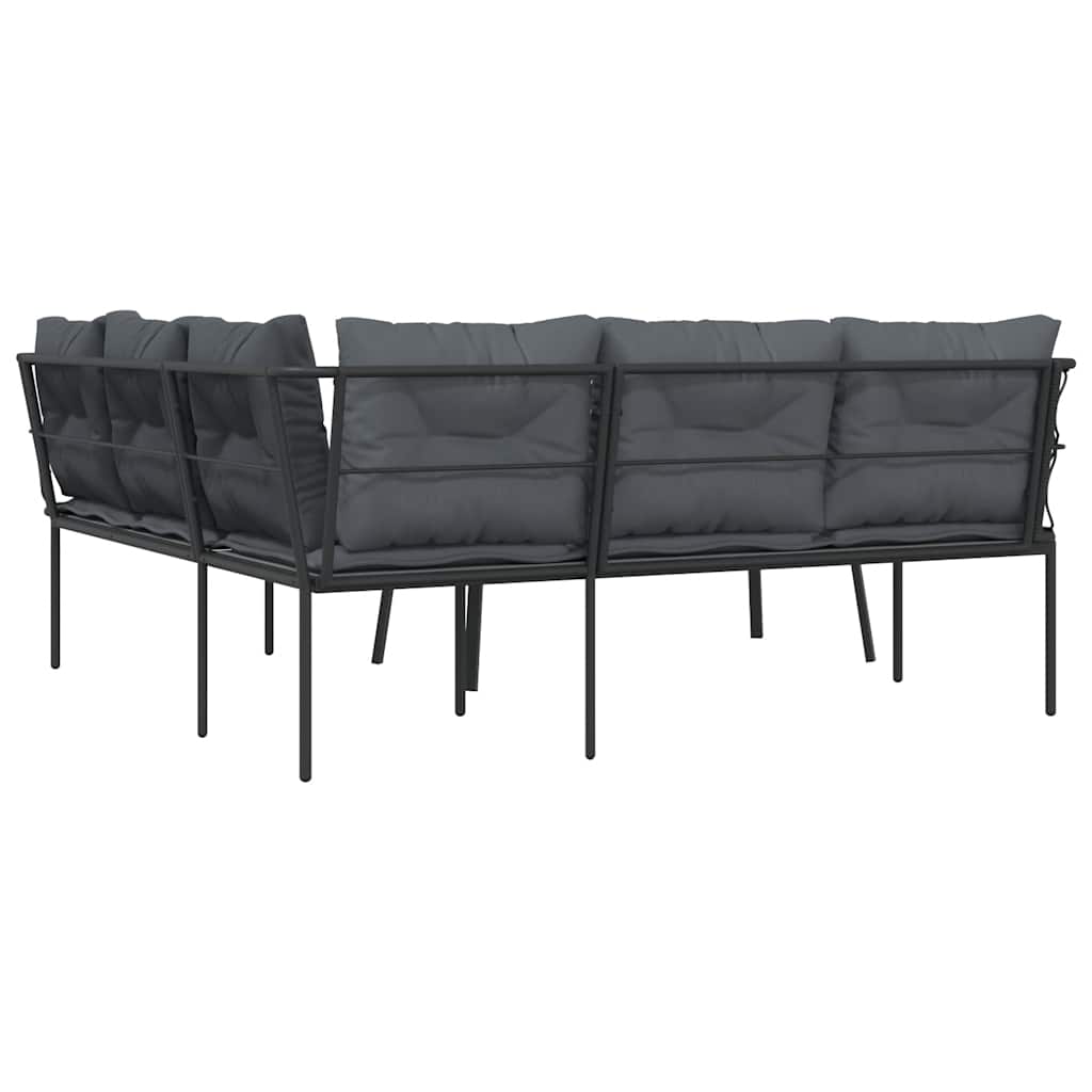 vidaXL Loungeset met kussens staal en textileen zwart