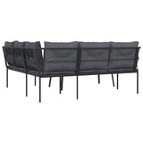 vidaXL Loungeset met kussens staal en textileen zwart