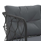 vidaXL Loungeset met kussens staal en textileen zwart