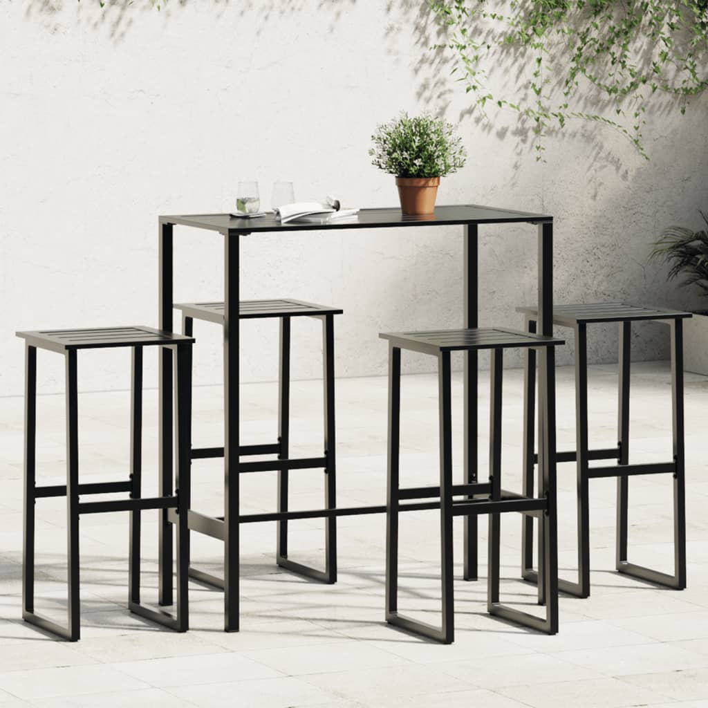 vidaXL 3-delige Tuinbarset gepoedercoat staal zwart