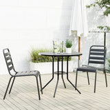 vidaXL 3-Piece Stackable Garden Dining Set Powder-Coated Steel Anthracite