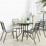 vidaXL 3-Piece Stackable Garden Dining Set Powder-Coated Steel Anthracite