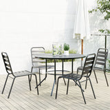 vidaXL 3-Piece Stackable Garden Dining Set Powder-Coated Steel Anthracite