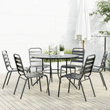 vidaXL 3-Piece Stackable Garden Dining Set Powder-Coated Steel Anthracite