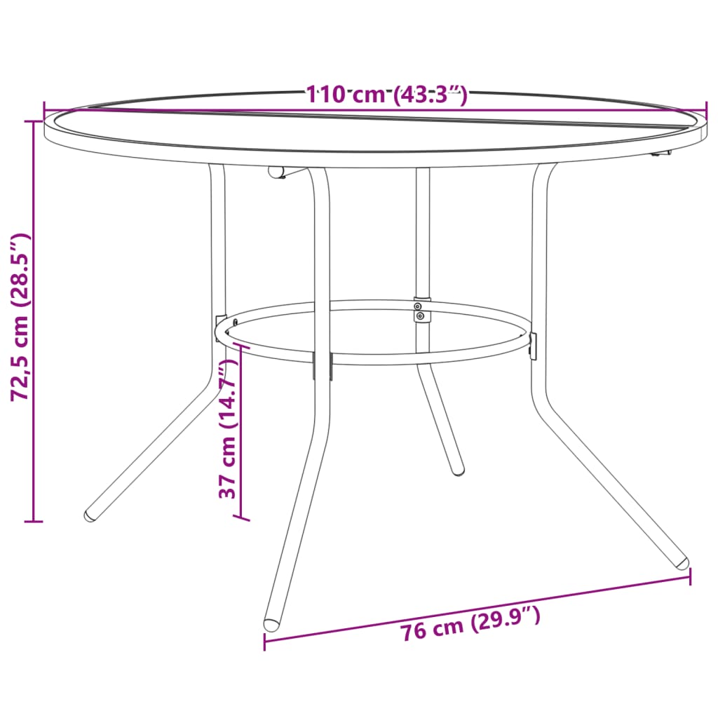 vidaXL 3-Piece Stackable Garden Dining Set Powder-Coated Steel Anthracite