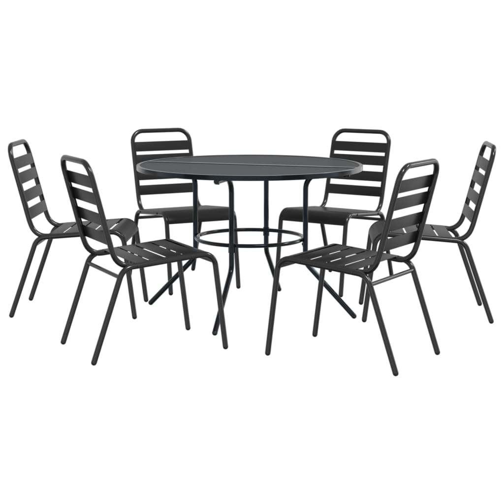 vidaXL 3-Piece Stackable Garden Dining Set Powder-Coated Steel Anthracite