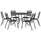 vidaXL 3-Piece Stackable Garden Dining Set Powder-Coated Steel Anthracite