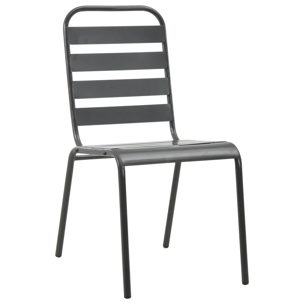 vidaXL 3-Piece Stackable Garden Dining Set Powder-Coated Steel Anthracite