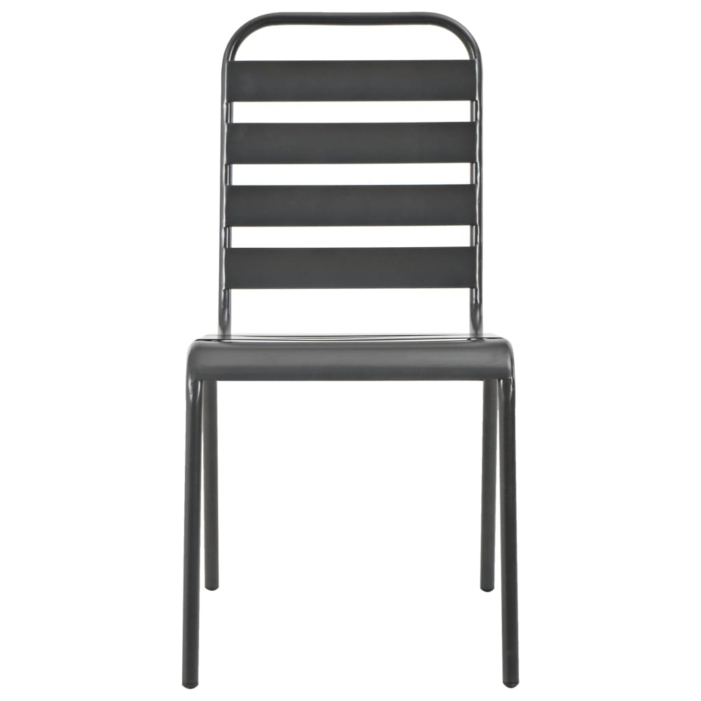 vidaXL 3-Piece Stackable Garden Dining Set Powder-Coated Steel Anthracite