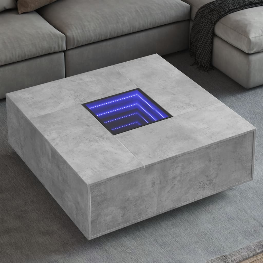 vidaXL Salontafel met Infinity LED 100x100x40 cm wit