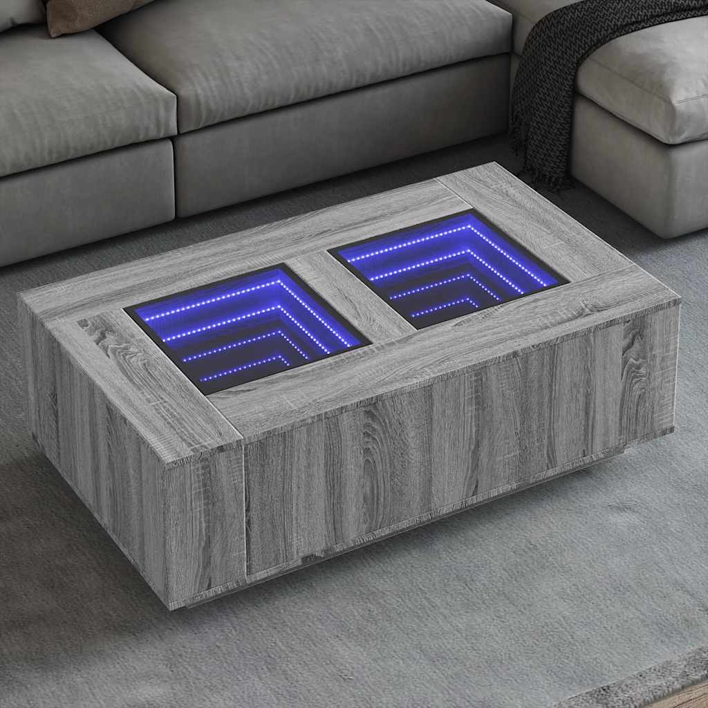 vidaXL Salontafel met Infinity LED 100x100x40 cm wit