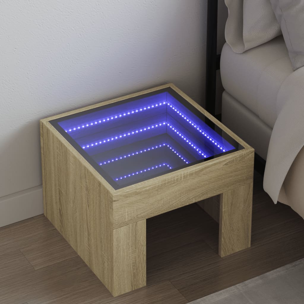 vidaXL Nachtkastje met Infinity LED 40x40x30 cm wit