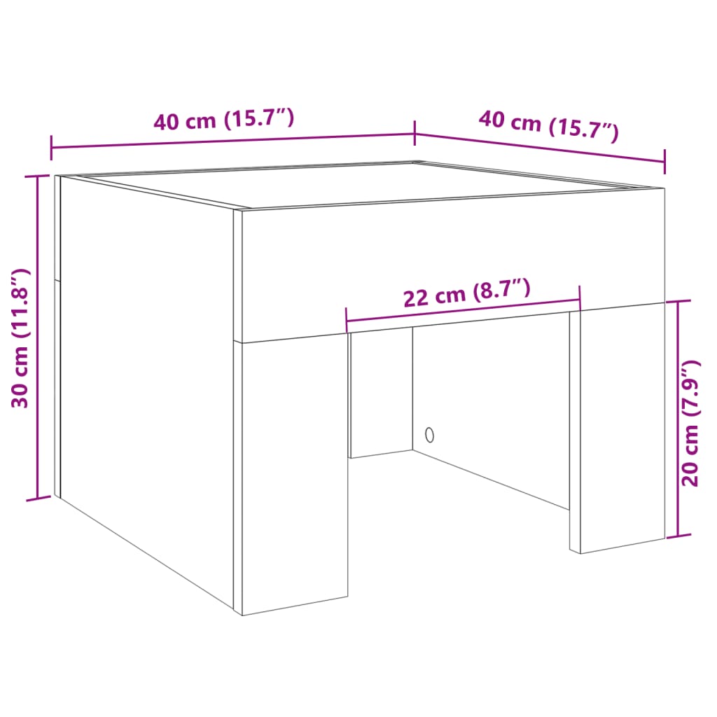 vidaXL Nachtkastje met Infinity LED 40x40x30 cm wit