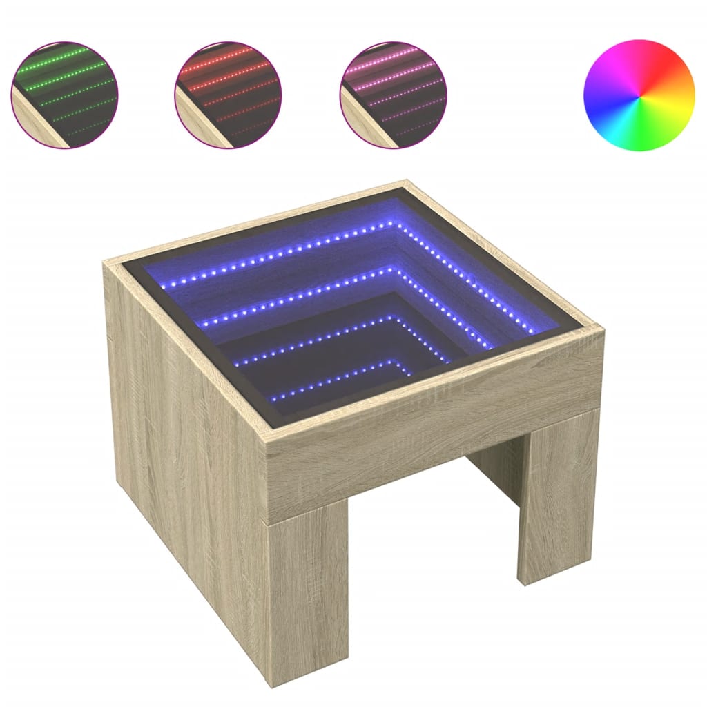 vidaXL Nachtkastje met Infinity LED 40x40x30 cm wit
