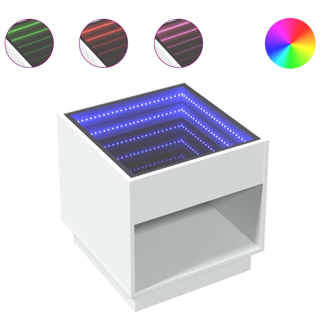 vidaXL Nachtkastje met Infinity LED 40x40x50 cm wit