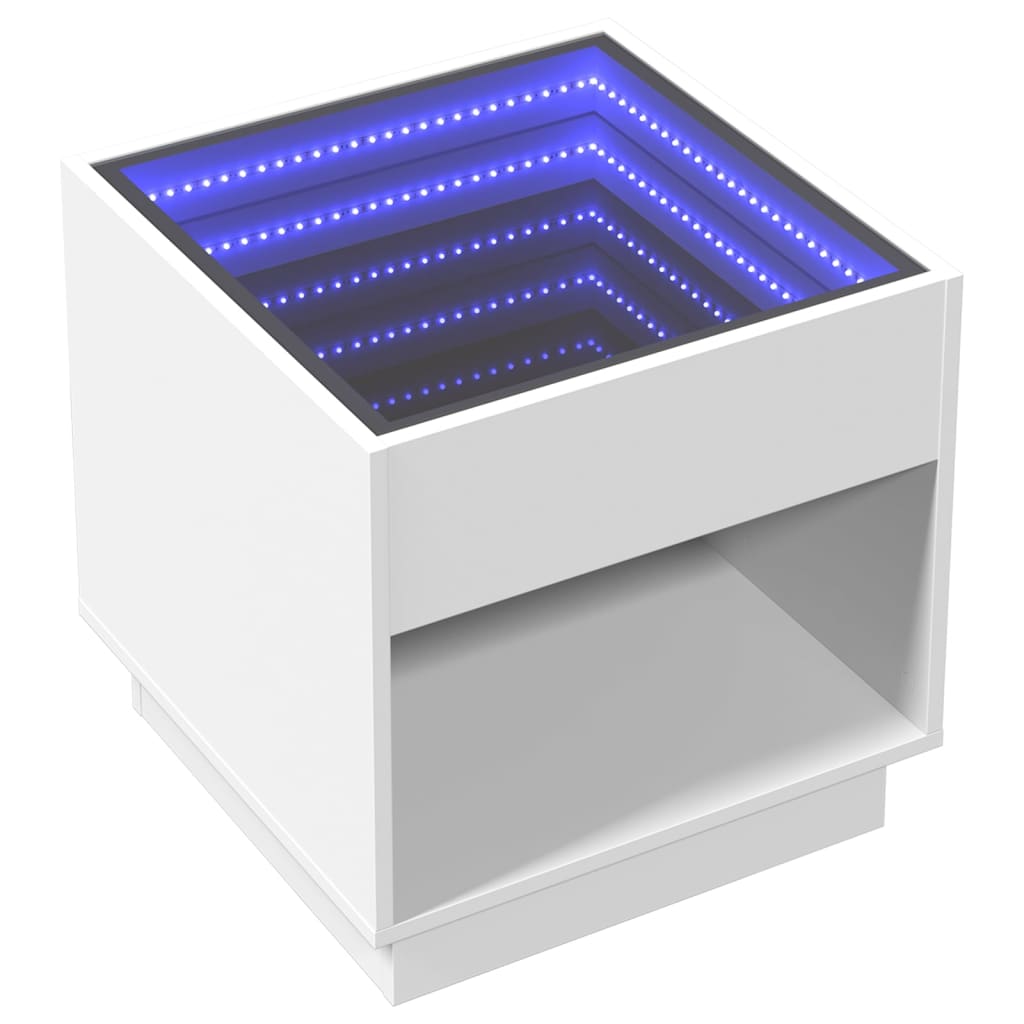 vidaXL Nachtkastje met Infinity LED 40x40x50 cm wit