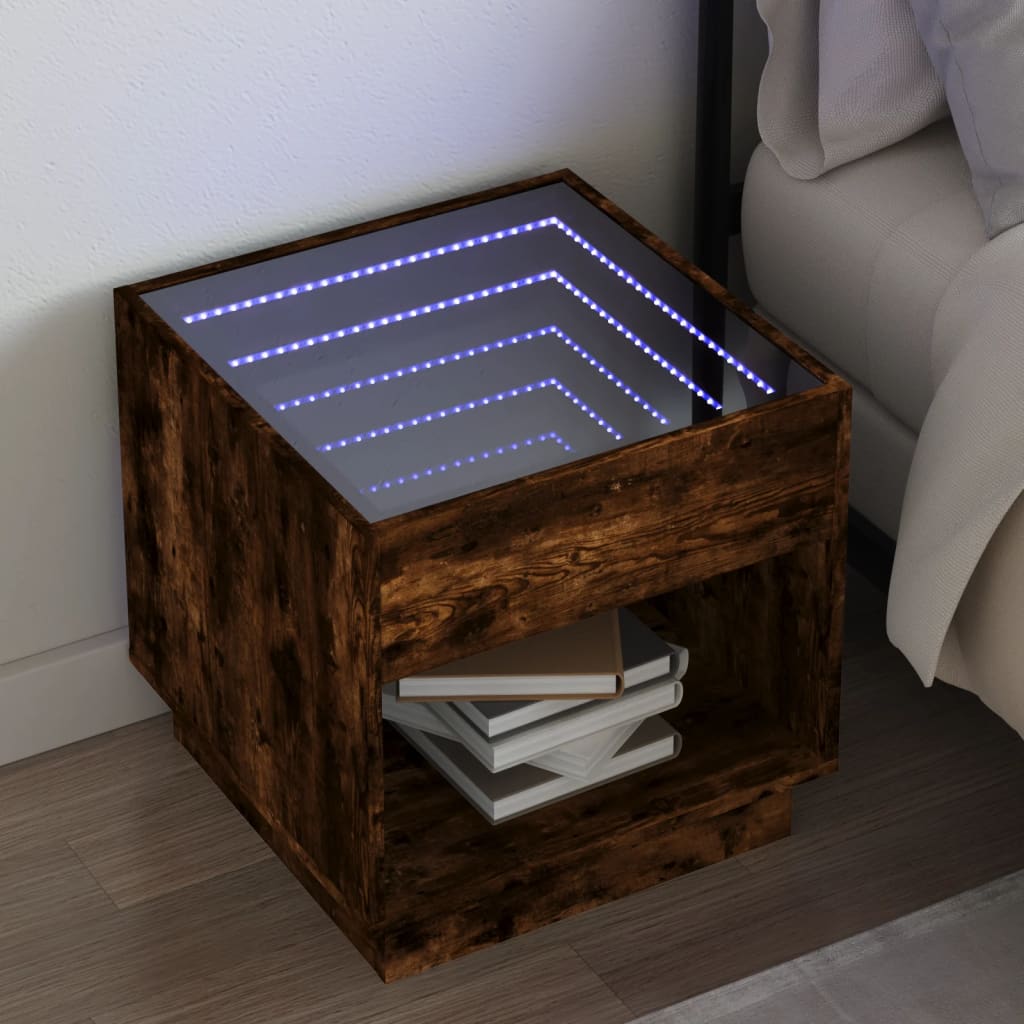 vidaXL Nachtkastje met Infinity LED 40x40x50 cm wit