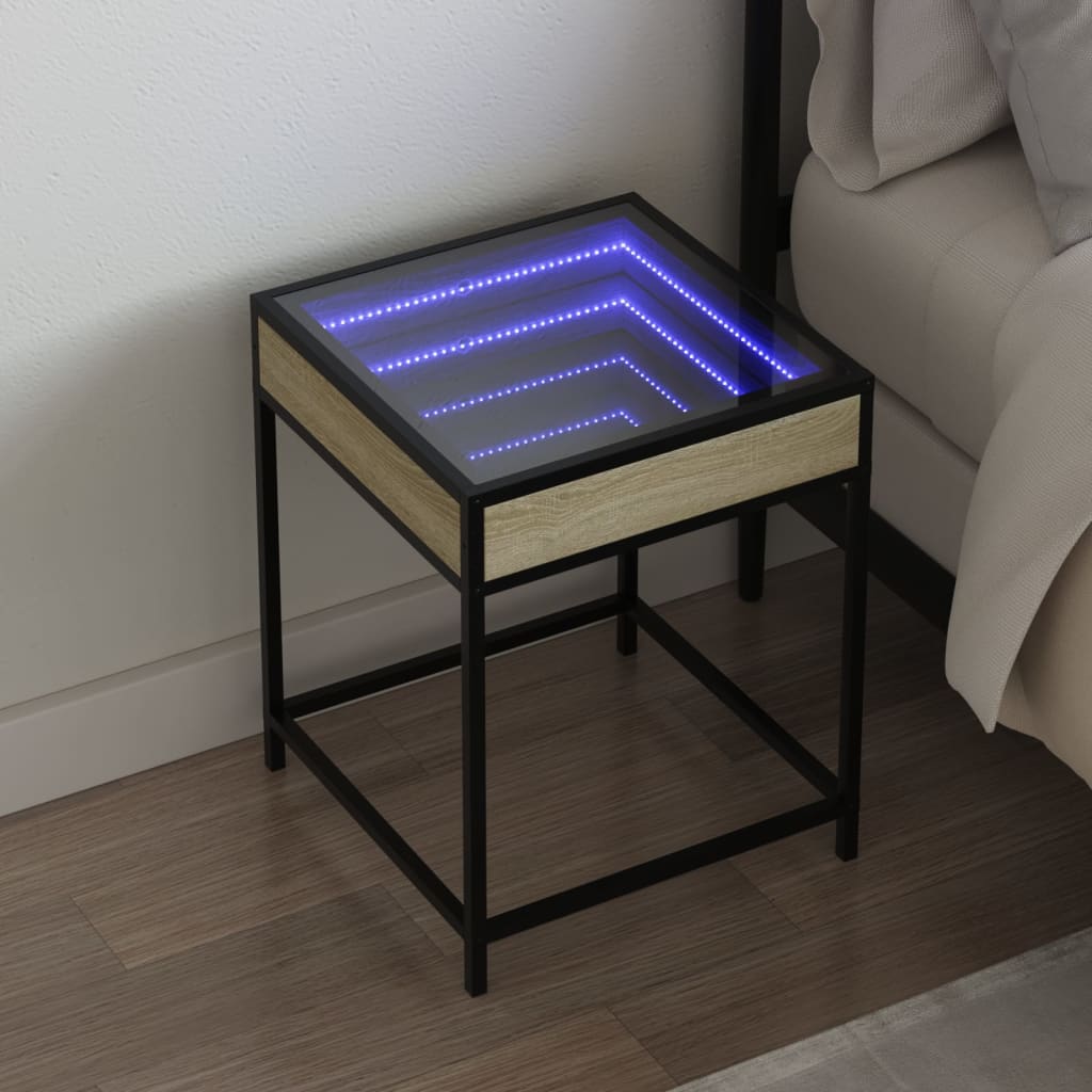 vidaXL Nachtkastje met Infinity LED 40x40x51 cm zwart