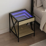 vidaXL Nightstand with Infinity LED 40x40x49 cm Black