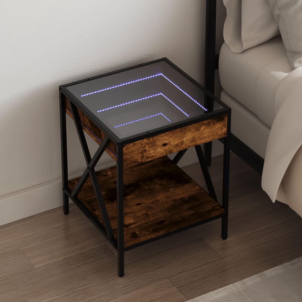 vidaXL Nightstand with Infinity LED 40x40x49 cm Black