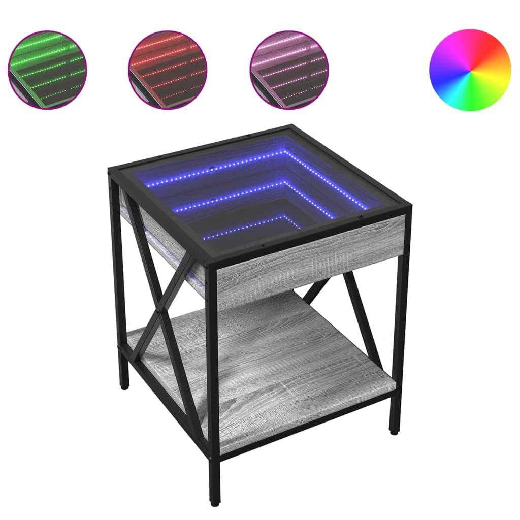 vidaXL Nightstand with Infinity LED 40x40x49 cm Black