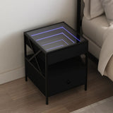 vidaXL Nachtkastje met Infinity LED 40x40x51 cm zwart