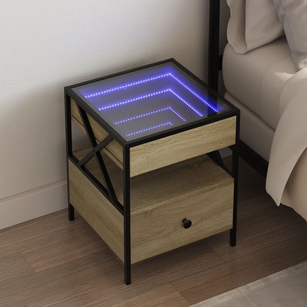 vidaXL Nachtkastje met Infinity LED 40x40x51 cm zwart
