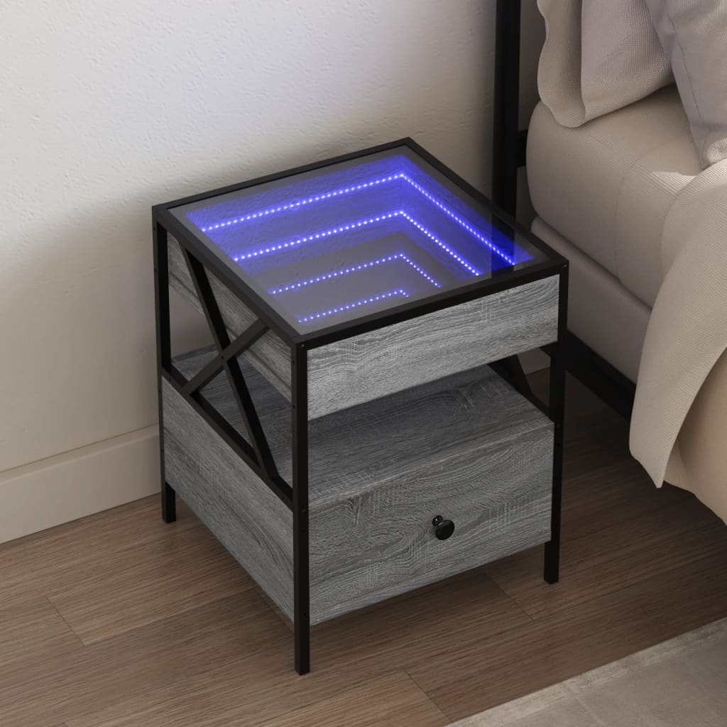 vidaXL Nachtkastje met Infinity LED 40x40x51 cm zwart