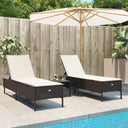 vidaXL 3-delige Ligbeddenset met kussens poly rattan zwart
