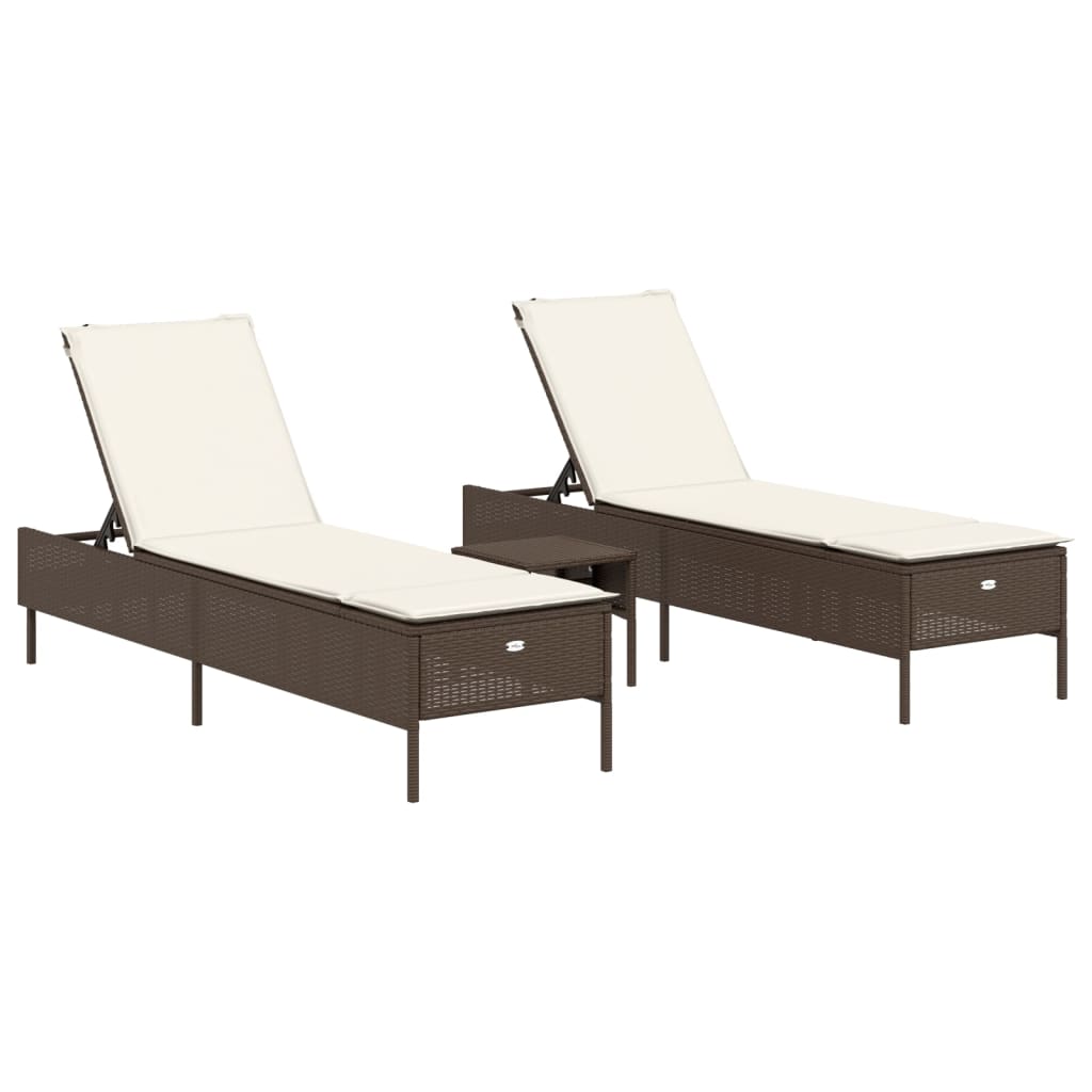 vidaXL 3-delige Ligbeddenset met kussens poly rattan zwart