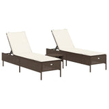 vidaXL 3-delige Ligbeddenset met kussens poly rattan zwart