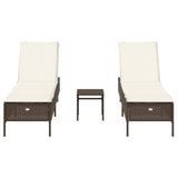 vidaXL 3-delige Ligbeddenset met kussens poly rattan zwart
