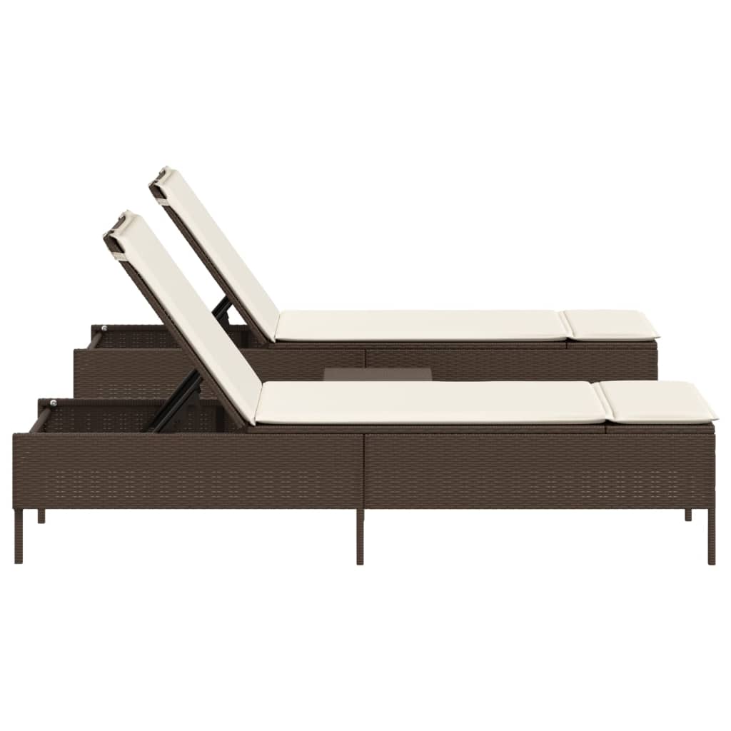 vidaXL 3-delige Ligbeddenset met kussens poly rattan zwart