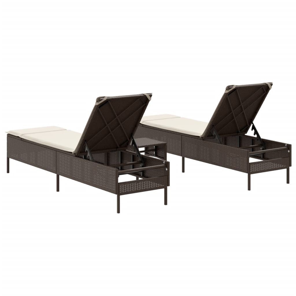 vidaXL 3-delige Ligbeddenset met kussens poly rattan zwart