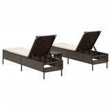 vidaXL 3-delige Ligbeddenset met kussens poly rattan zwart