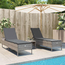 vidaXL 3-delige Ligbeddenset met kussens poly rattan zwart