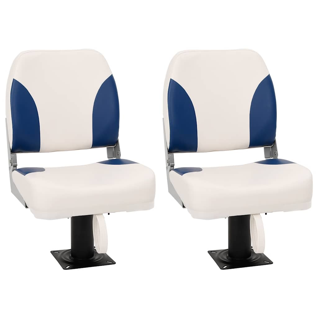 vidaXL Boat Seats 2 pcs Foldable Backrest 41x36x48 cm Blue White