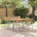 vidaXL Tuin Eettafel Set 5 pcs Grijs Massief Acacia Hout