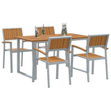 vidaXL Tuin Eettafel Set 5 pcs Grijs Massief Acacia Hout