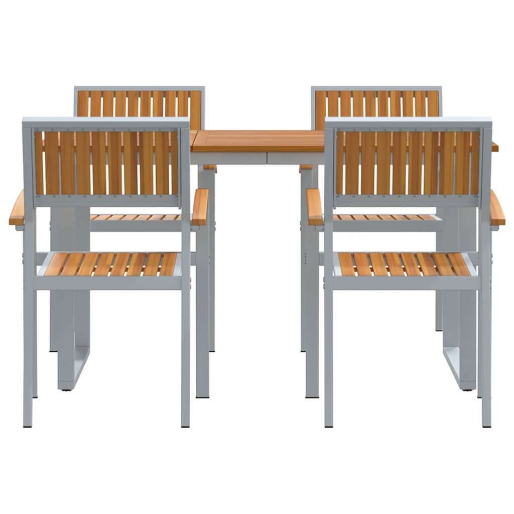 vidaXL Tuin Eettafel Set 5 pcs Grijs Massief Acacia Hout