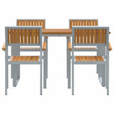 vidaXL Tuin Eettafel Set 5 pcs Grijs Massief Acacia Hout