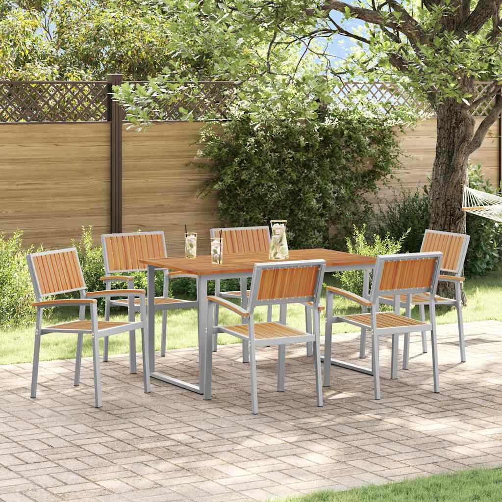 vidaXL Tuin Eettafel Set 5 pcs Grijs Massief Acacia Hout