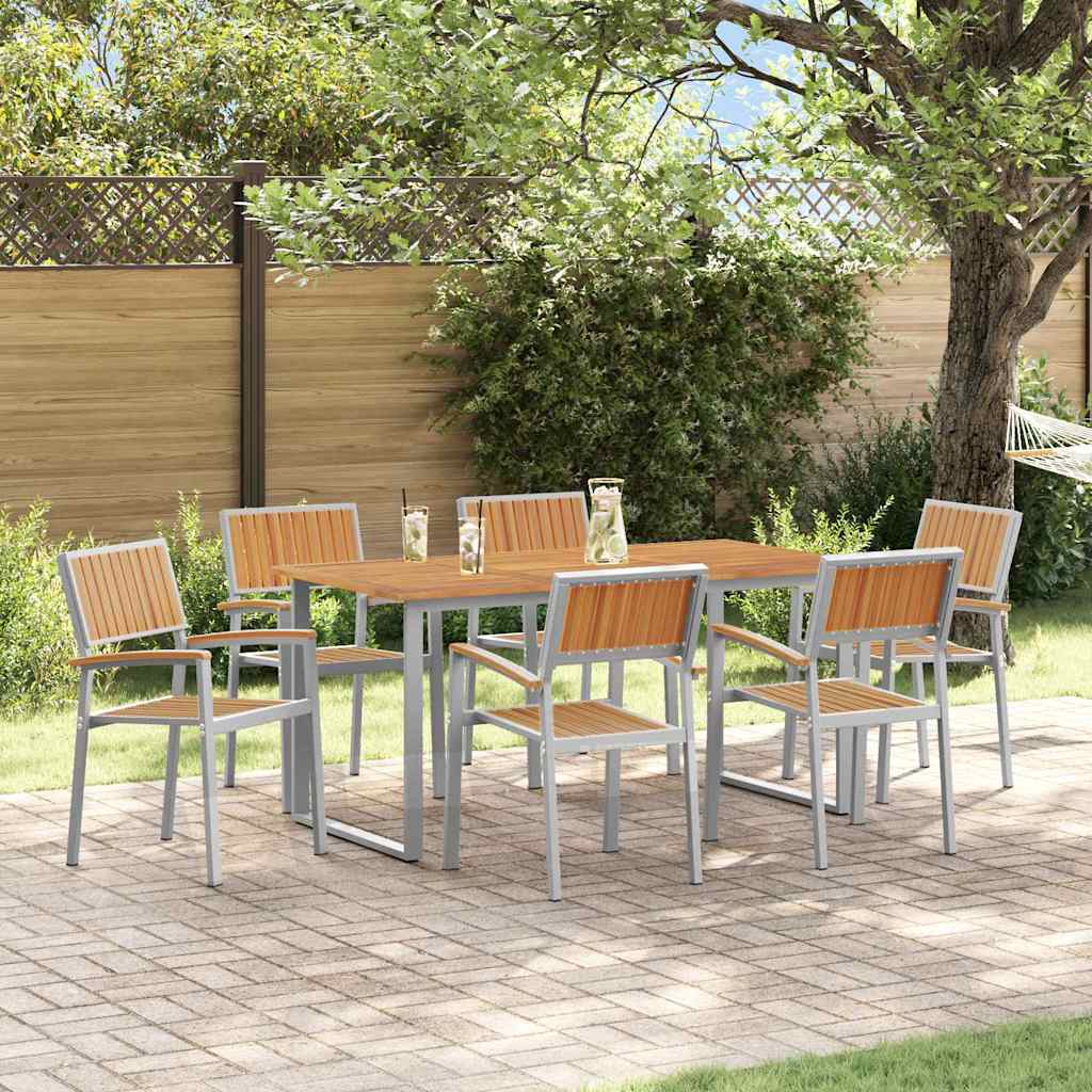 vidaXL Tuin Eettafel Set 5 pcs Grijs Massief Acacia Hout