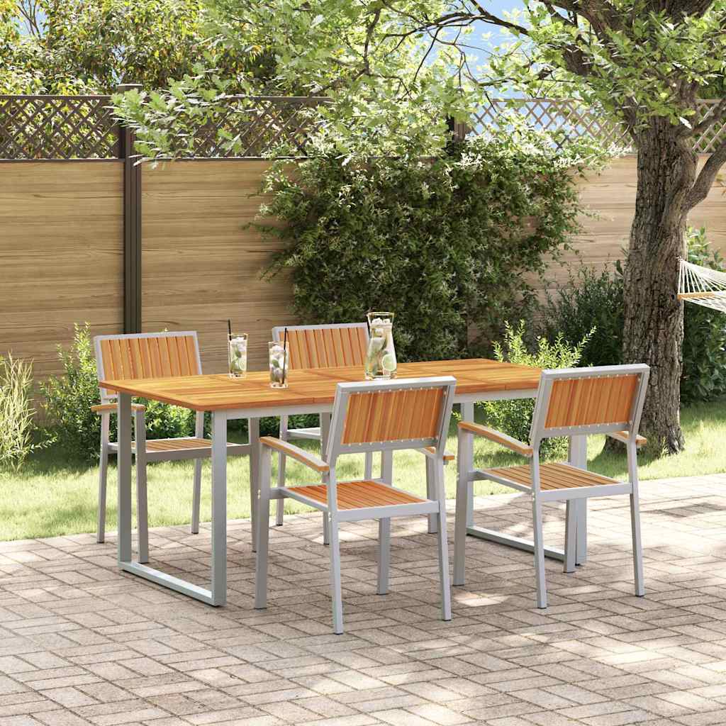 vidaXL Tuin Eettafel Set 5 pcs Grijs Massief Acacia Hout