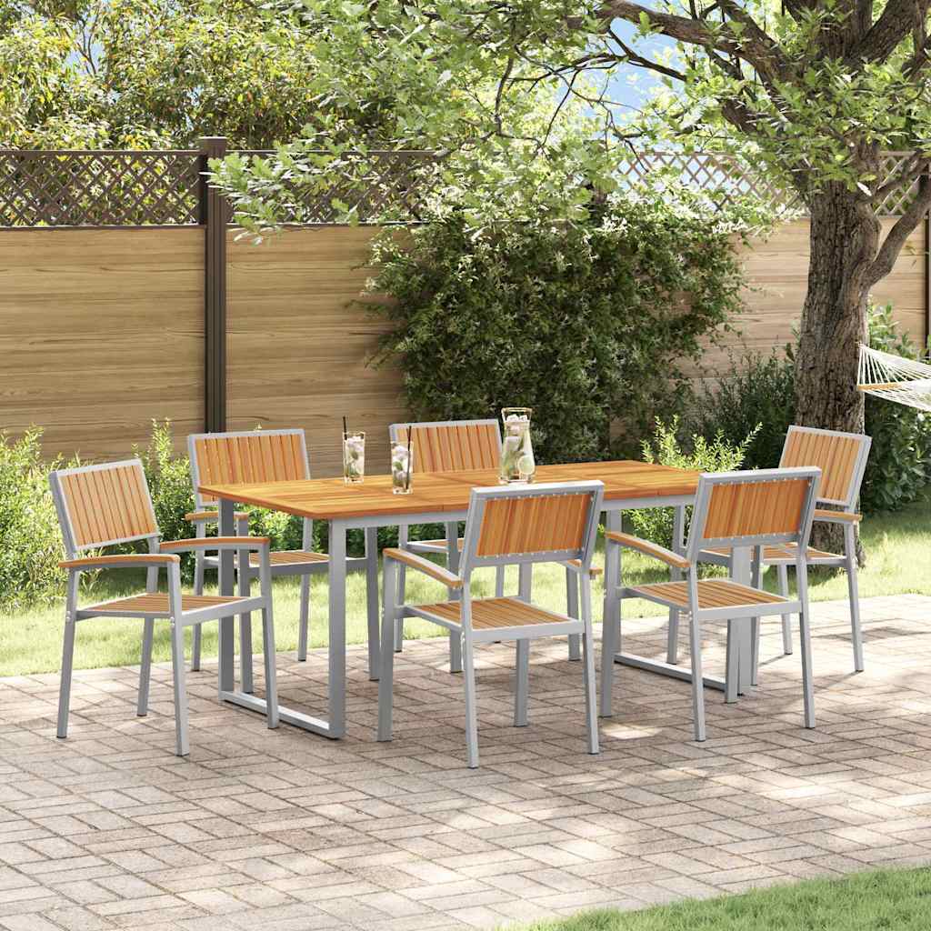 vidaXL Tuin Eettafel Set 5 pcs Grijs Massief Acacia Hout