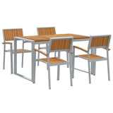 vidaXL Tuin Eettafel Set 5 pcs Grijs Massief Acacia Hout